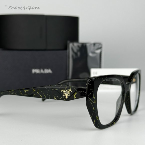 NEW Prada PR18WV 19D1O1 Black Yellow Marble Cat Eye Women Eyeglasses - Picture 7 of 9